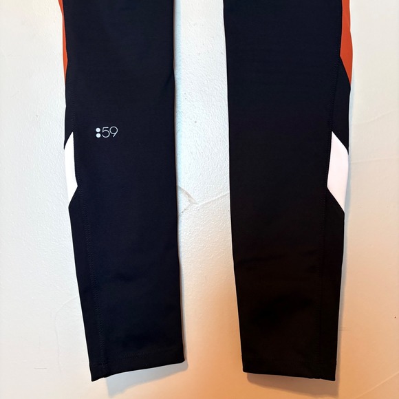 Splits59 Women Black Orange White Chevron High Waist Leggings Size S Activewear - Picture 4 of 7